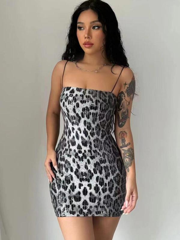 Leopard Print Backless Dress