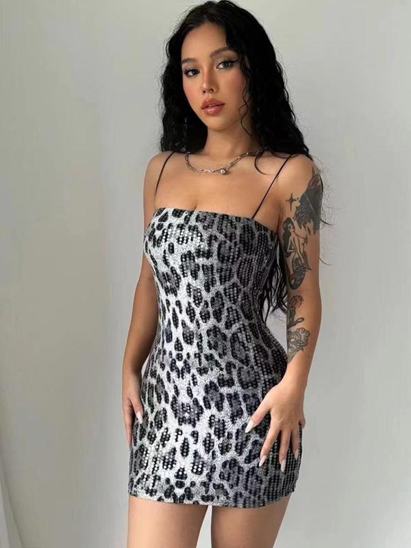 Leopard Print Backless Dress