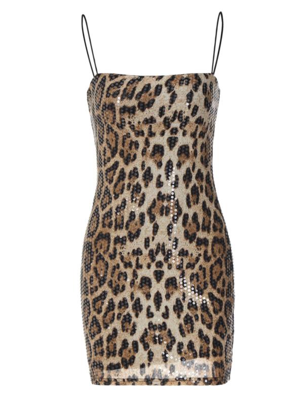 Leopard Print Backless Dress