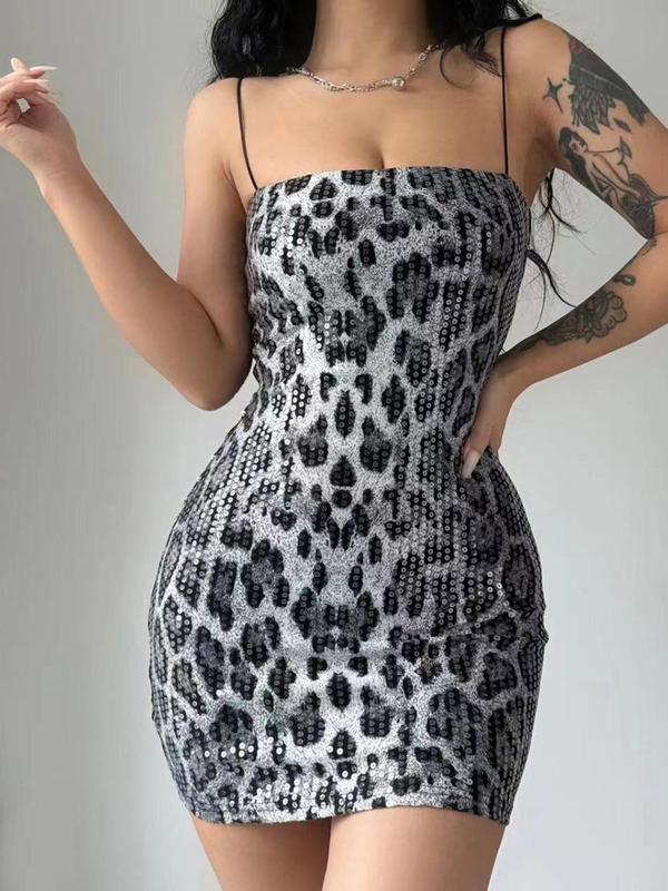 Leopard Print Backless Dress