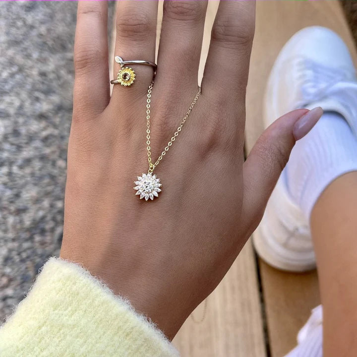 Rotating Sunflower Necklace